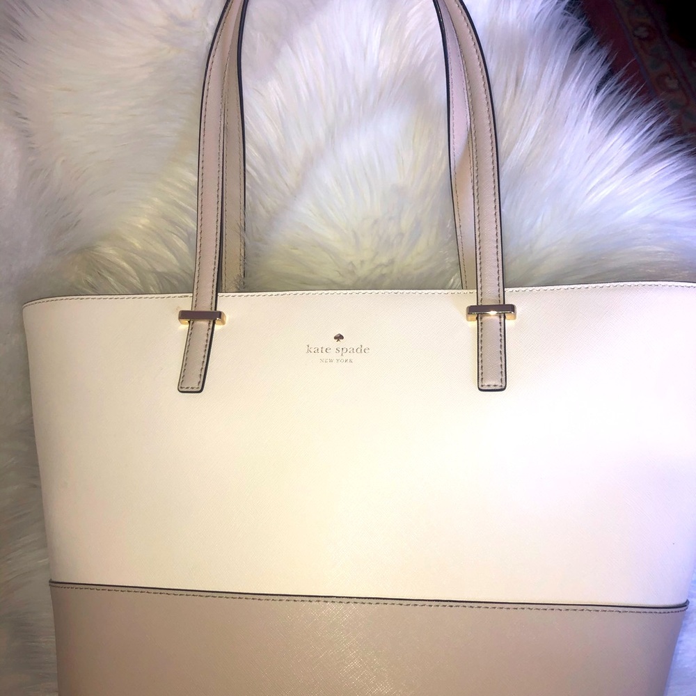 Kate Spade White and Tan Tote Purse